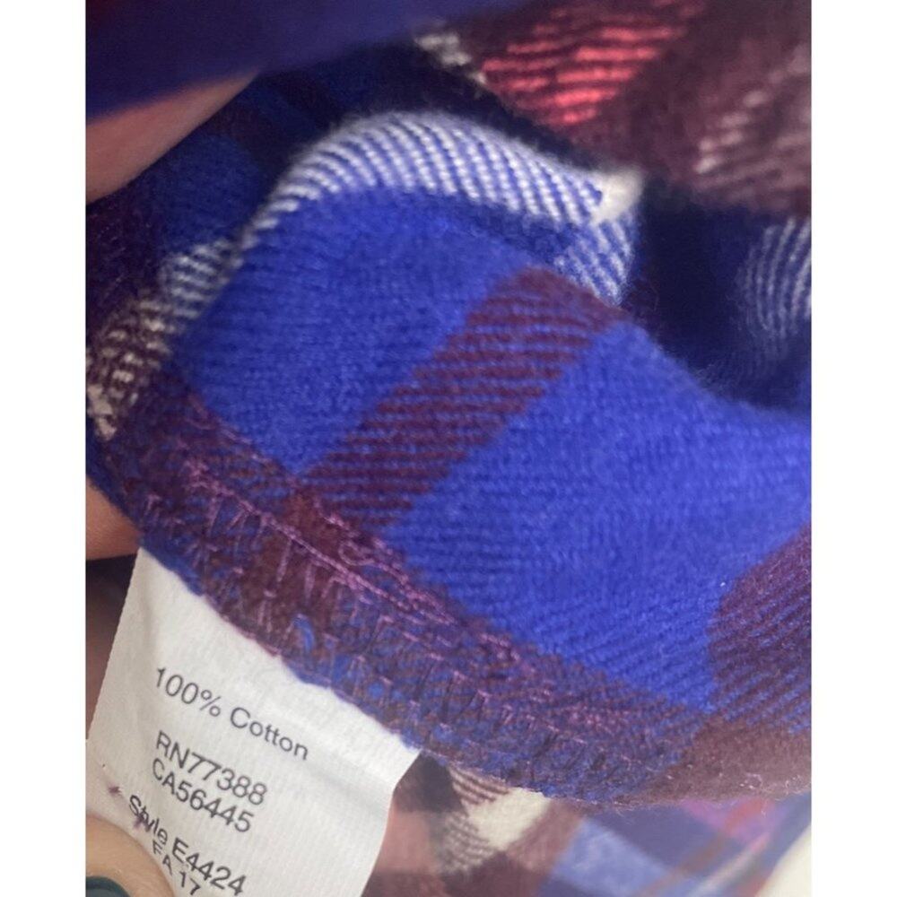 J. Crew Plaid Flannel Shirt Jacket Shacket Zip Cozy Fall Blue Red Women Sz XS - Picture 6 of 6